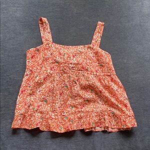 LOFT Orange Floral Tank Top